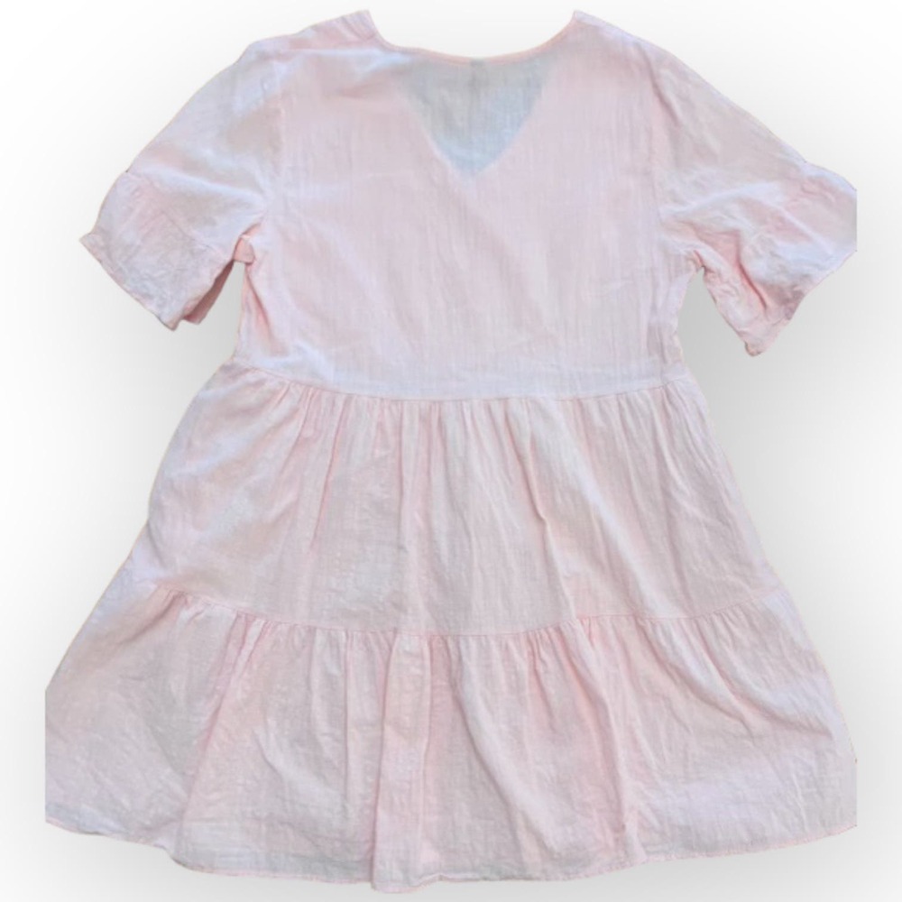 Fancyinn Pink Tiered Ruffled Lined Tunic Shift Dress Size‎ L